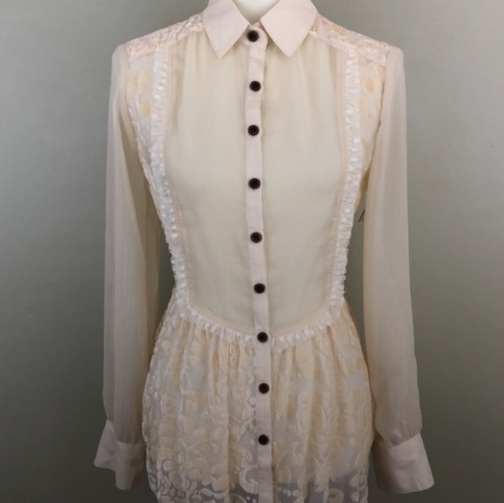 NWOT Anthropologie Nick & Mo Lace Button Up Bohemian